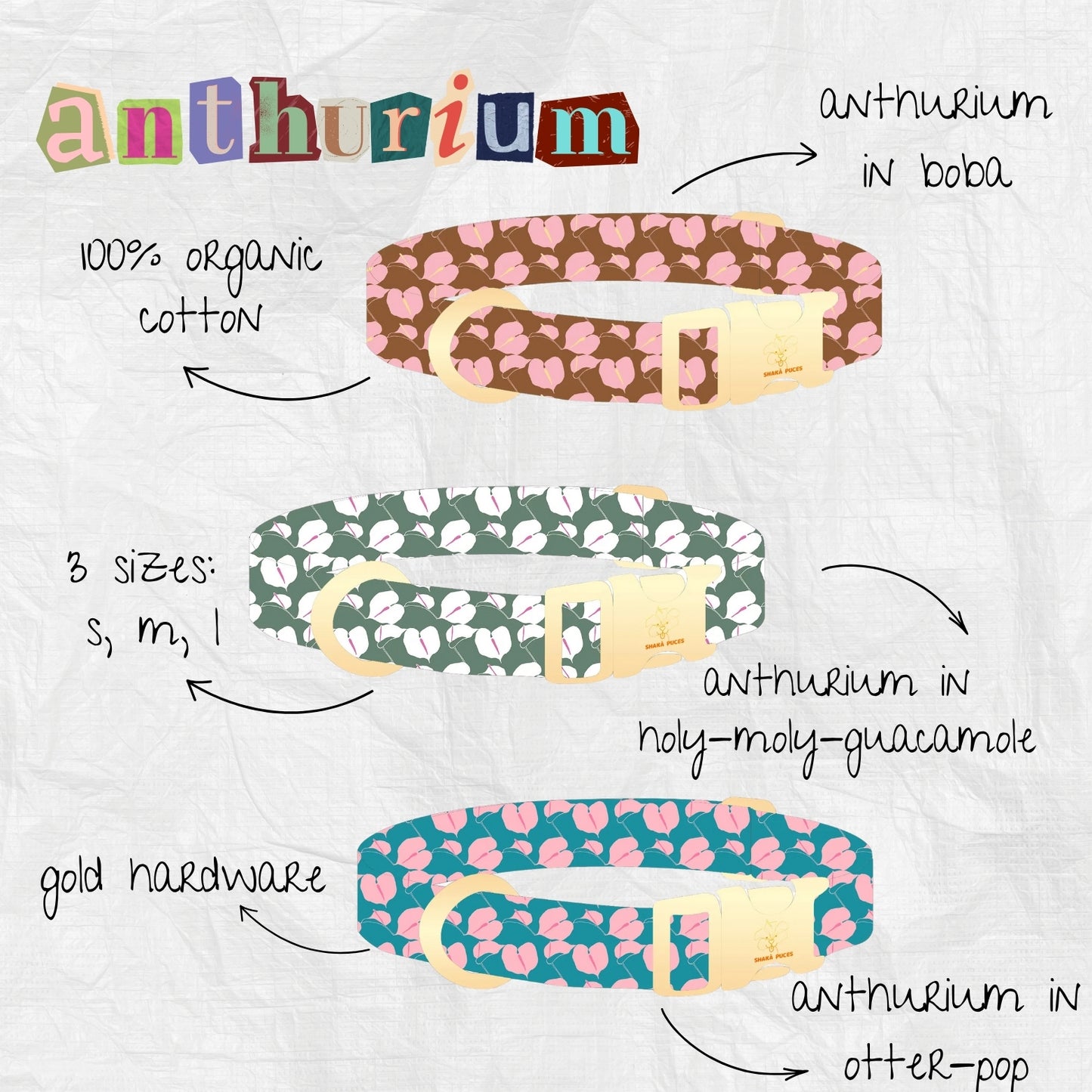 Hilo Anthurium Dog Collar in Boba